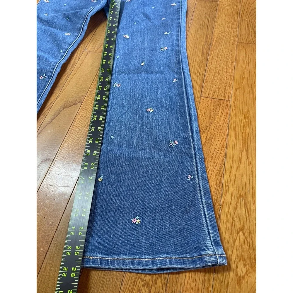 Old Navy‎ Girls High-Rise Flare Embroidered Floral Denim Jeans Blue Size 14 NWT